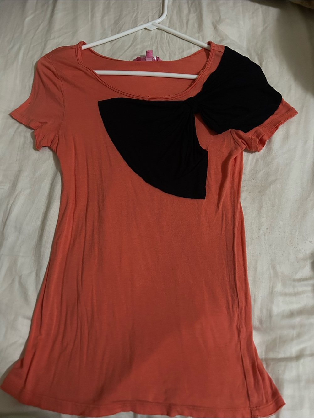 Coral Short Sleeve Tee with Black Accent